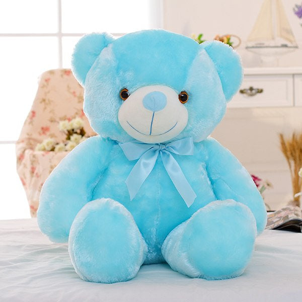 LED Teddy Bear Stuffed Plush Toy Colorful Glowing Blue