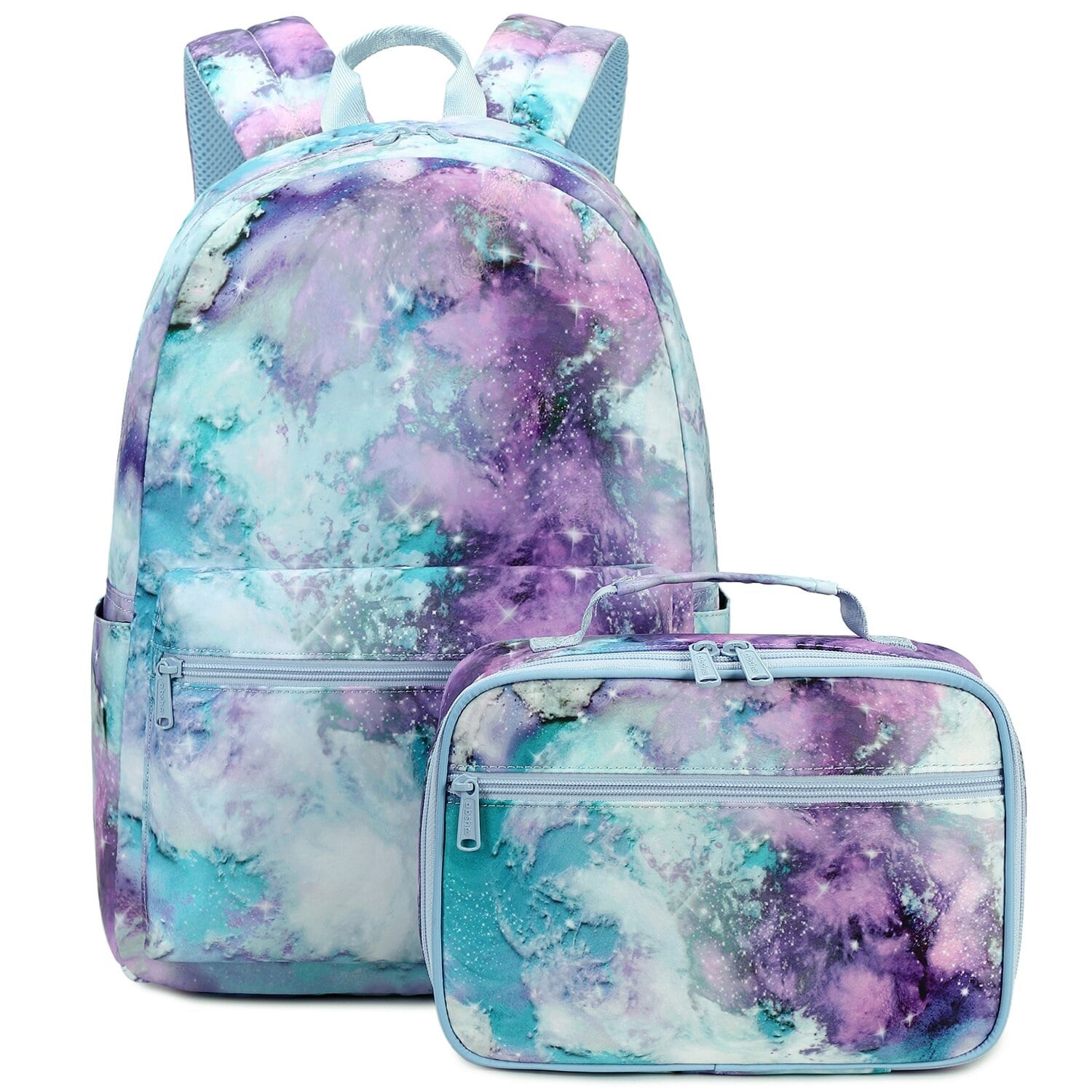 Purple & Green Tie Dye Galaxy School Bag Backpack