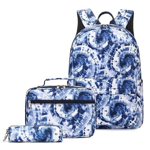 Tie Dye Kids Backpack School Lunch Bag with Pencil Case Set