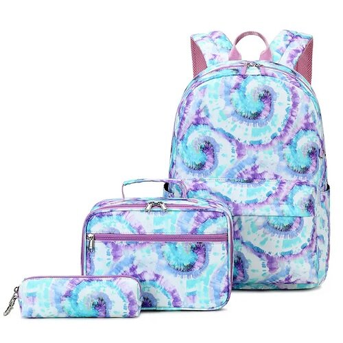 Tie Dye Kids Backpack School Lunch Bag with Pencil Case Set