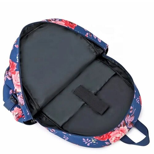 Floral Oxford Purple Woman's Backpack Bag