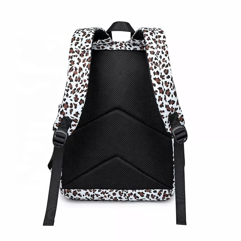 Leopard Print School Bag, Lunch Bag and Pencil Case Set with USB charging port