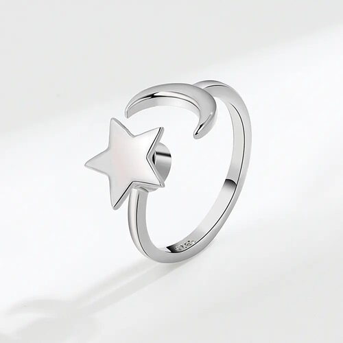 Moon and Star Fidget Anxiety Ring S925